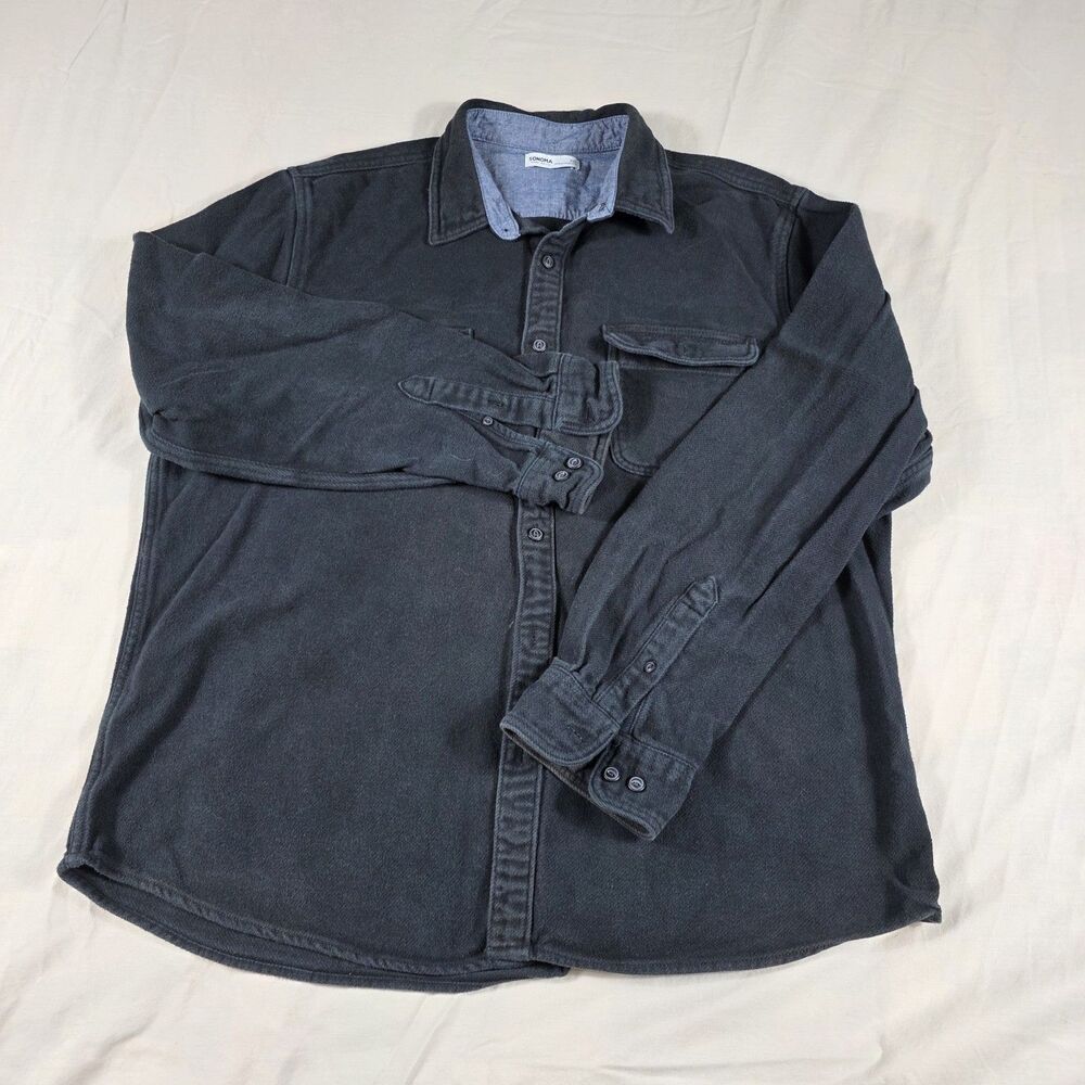 Sonoma Button Down Long Sleeve Shirt Men's Size XXL Black Textured Shirt